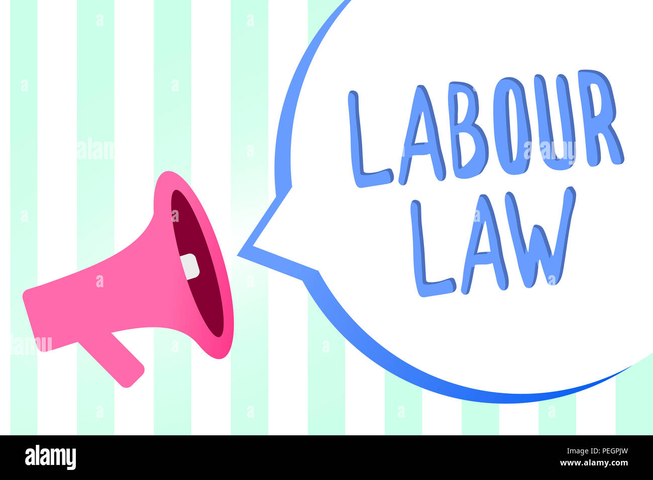 Handwriting text Labour Law. Concept meaning Rules implemented by the ...