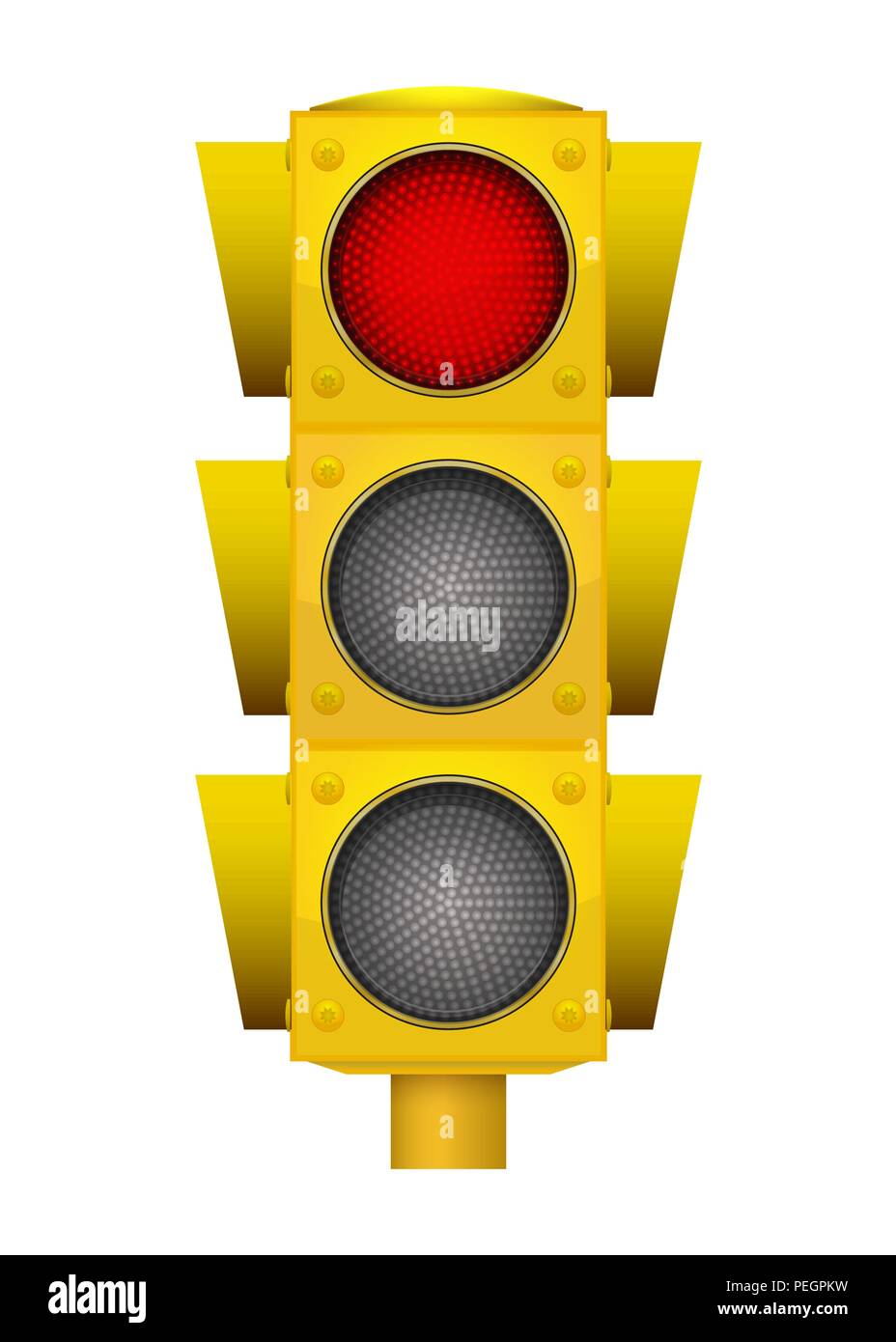 Realistic illustration of modern yellow led traffic light with switching on  red light Stock Vector Image & Art - Alamy