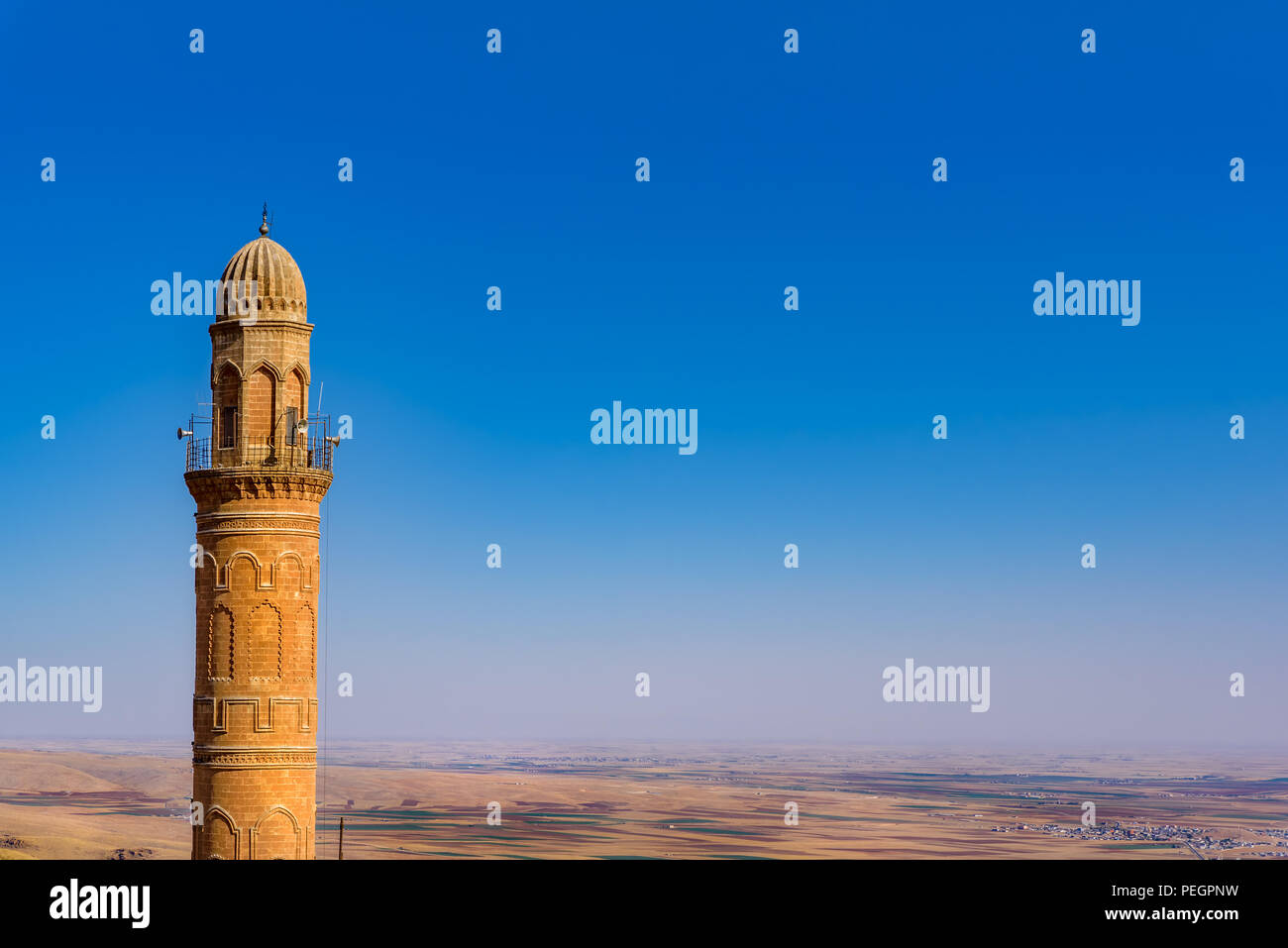 Minaret of Ulu (Grand) Mosque,a popular landmark in Mardin,Turkey. Stock Photo