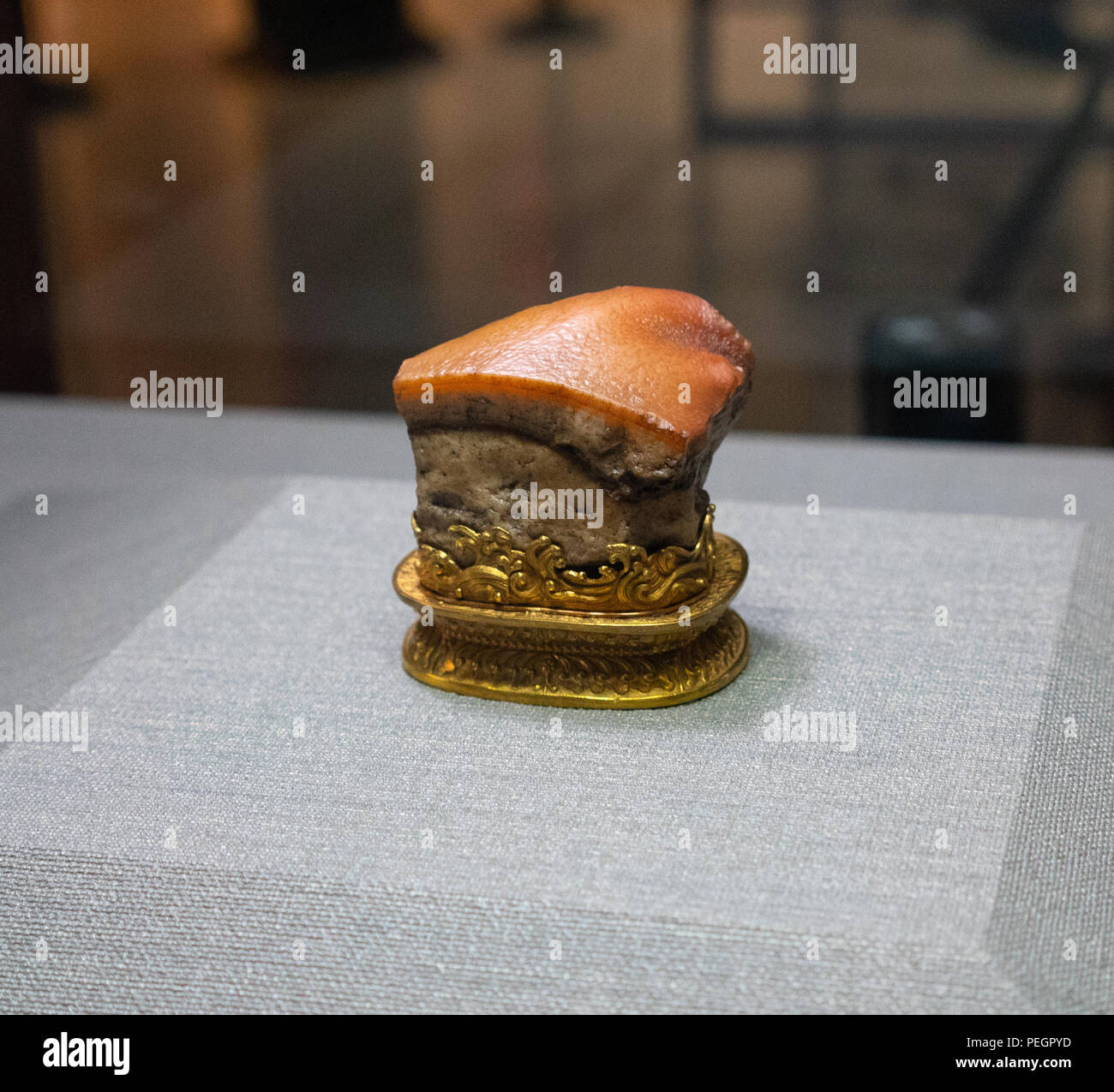 Taipei Taiwan, 15 February 2018 The famous Meatshaped Stone a jasper carved into the shape of