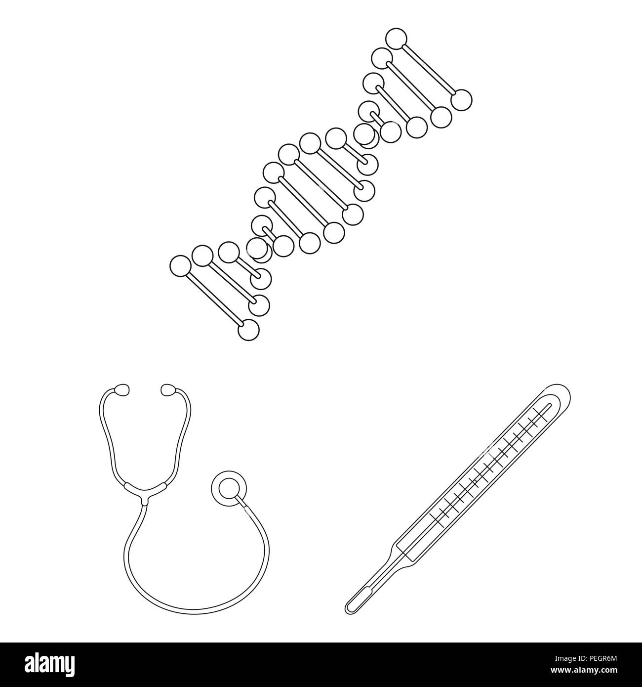 Medicine and treatment outline icons in set collection for design ...