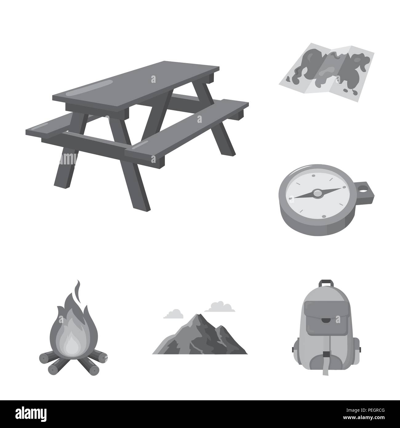 Rest in the camping monochrome icons in set collection for design ...