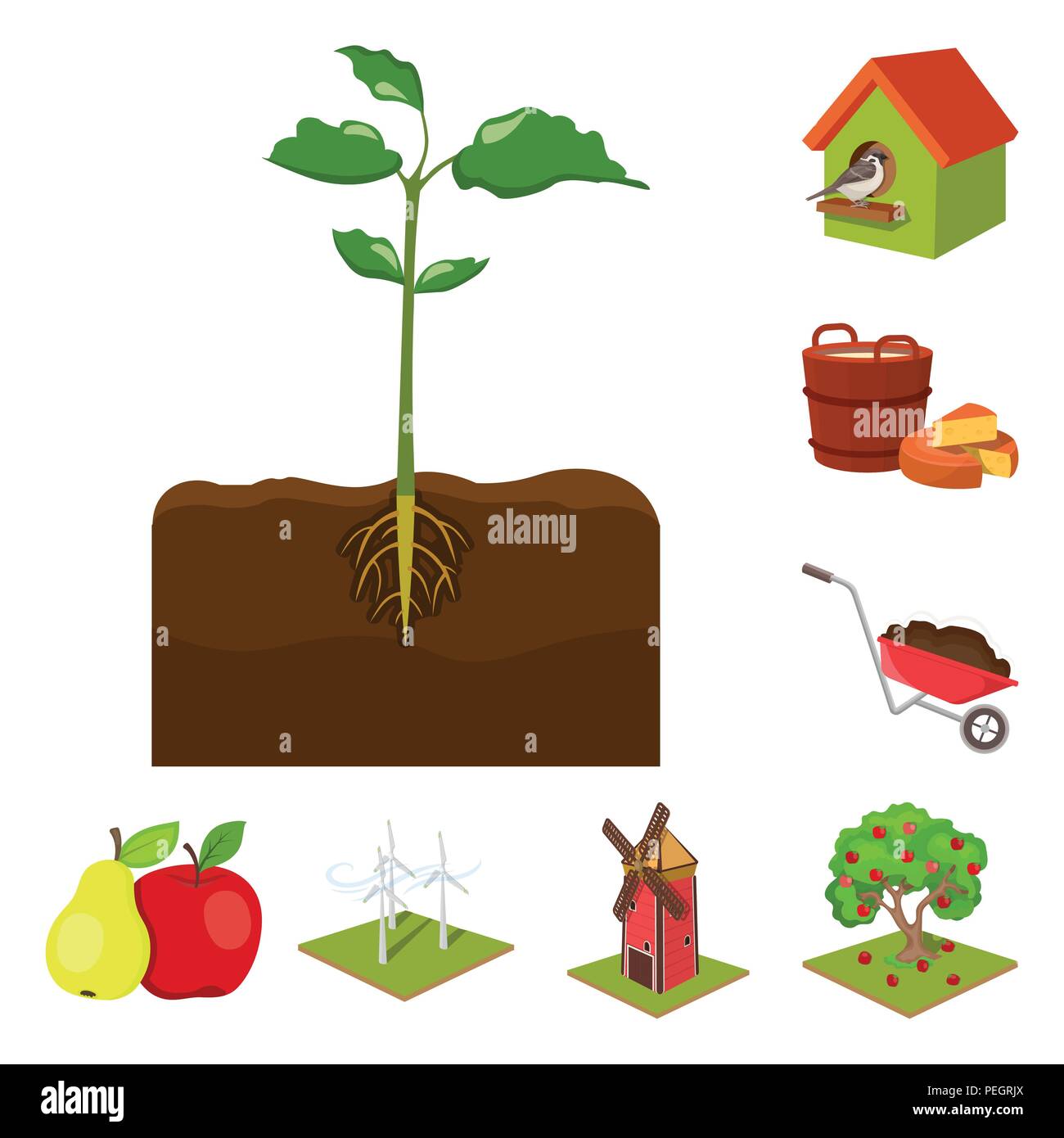 Farm And Agriculture Cartoon Icons In Set Collection For Design Garden And Plants Isometric Vector Symbol Stock Illustration Stock Vector Image Art Alamy