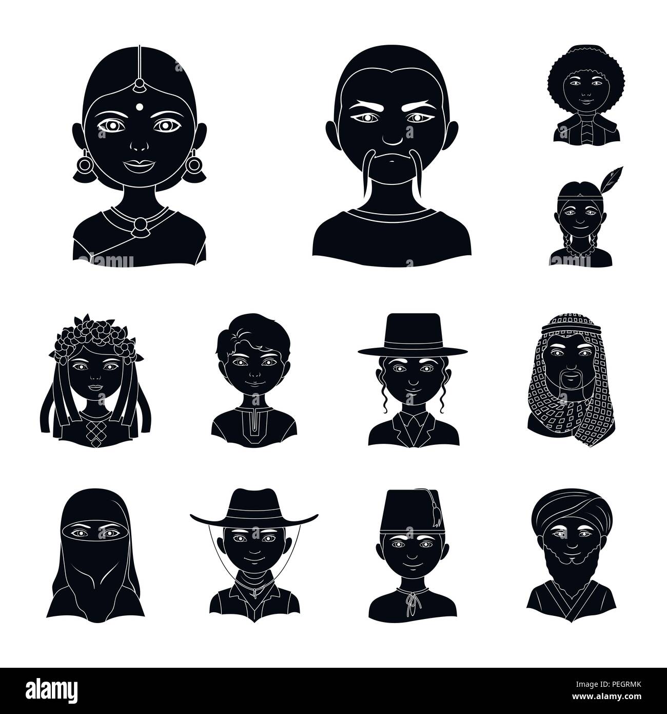 The human race black icons in set collection for design. People and ...