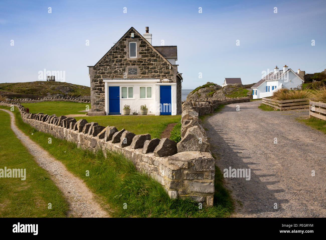 UK, Wales, Anglesey, Rhoscolyn, old Lifeboat house converted to holiday home Stock Photo