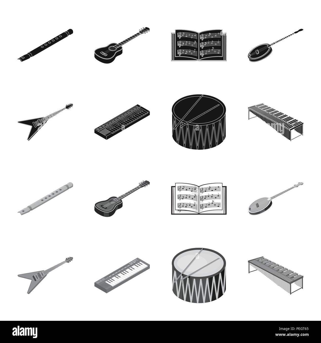 Musical instrument black,monochrome icons in set collection for design ...