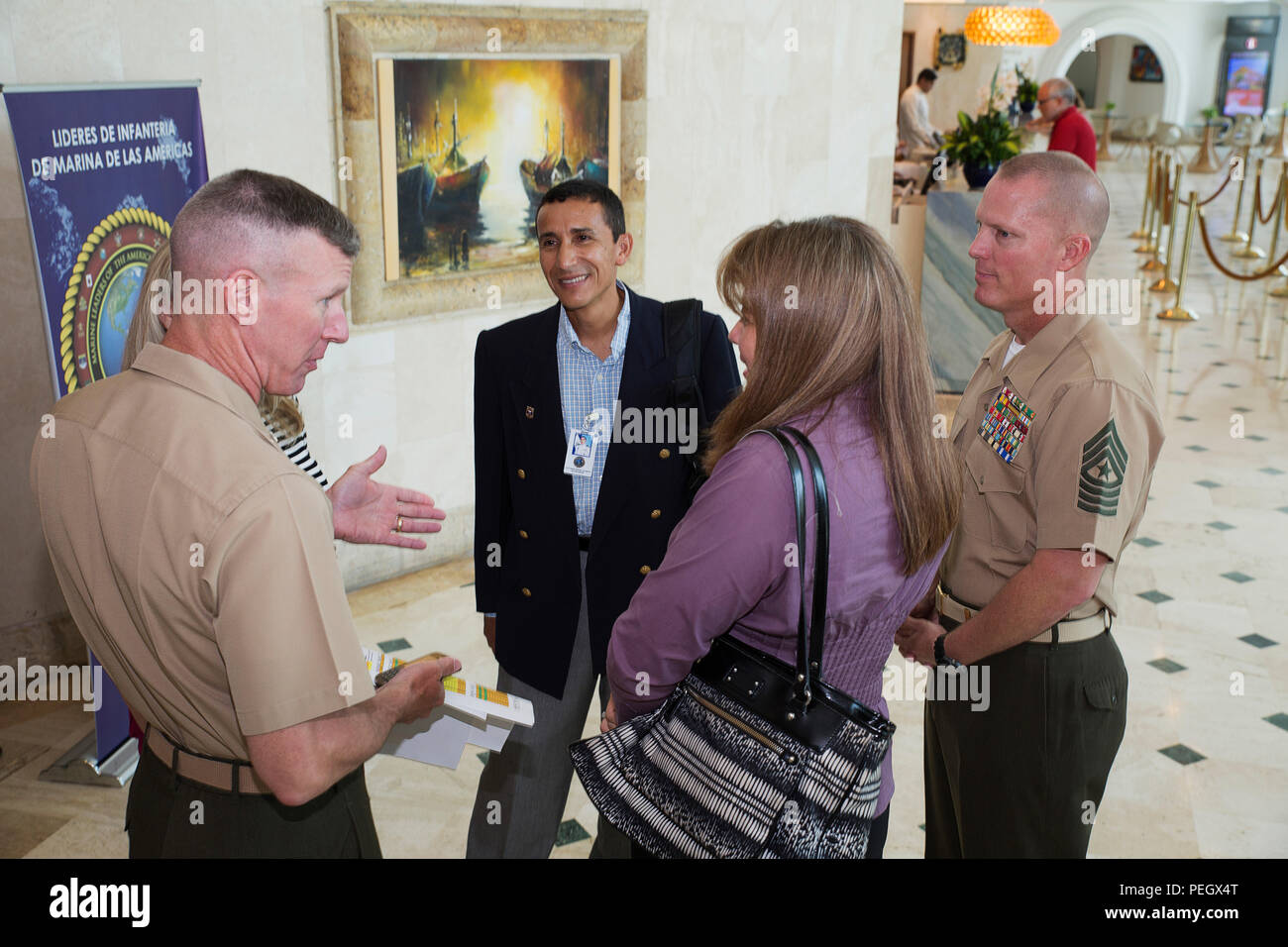 Brigadier Gen Eric M Smith Left Commanding General Of Marine Corps Forces South Speaks With Captain