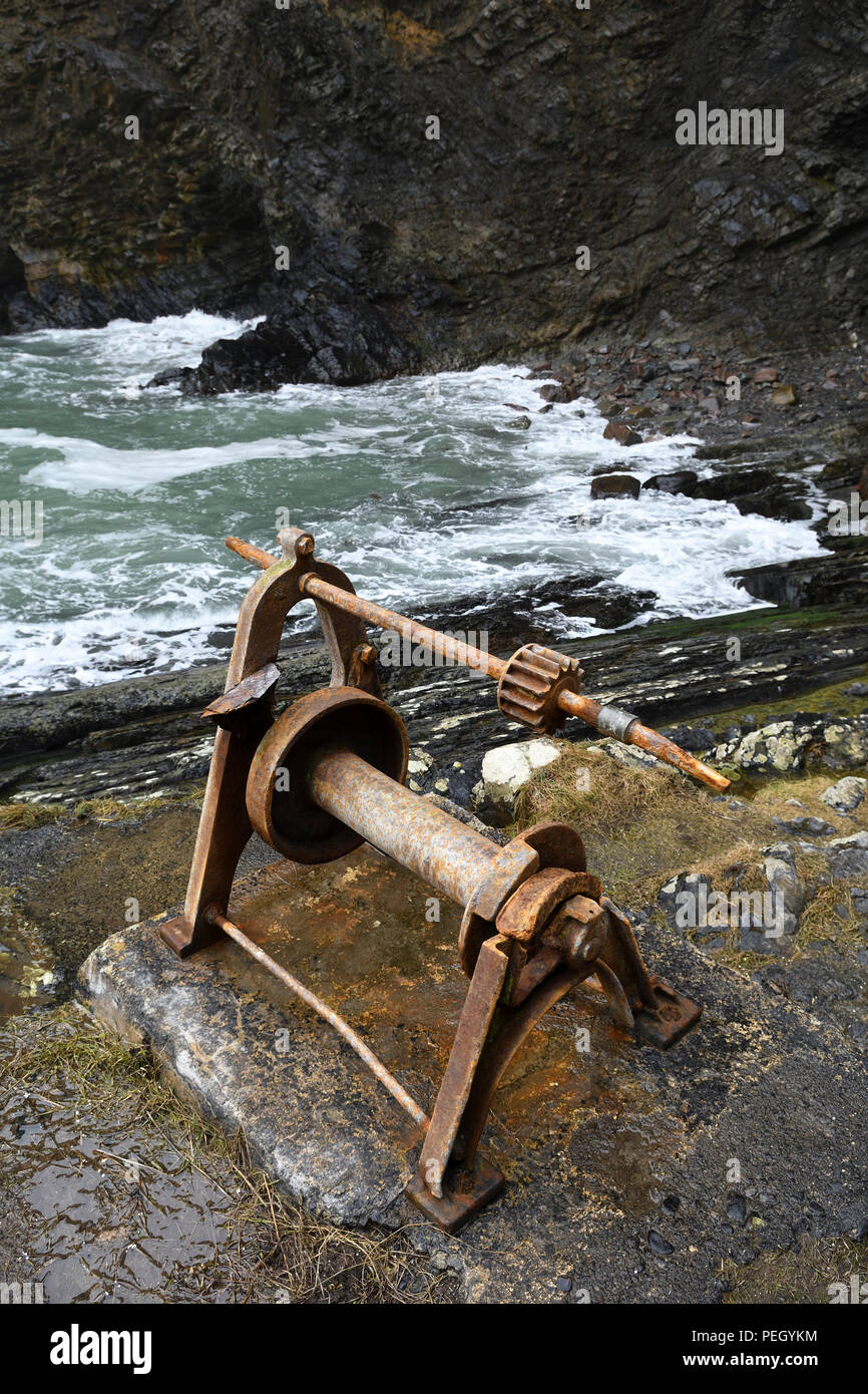 winding gear;whaligoe harbour;caithness;scotland Stock Photo