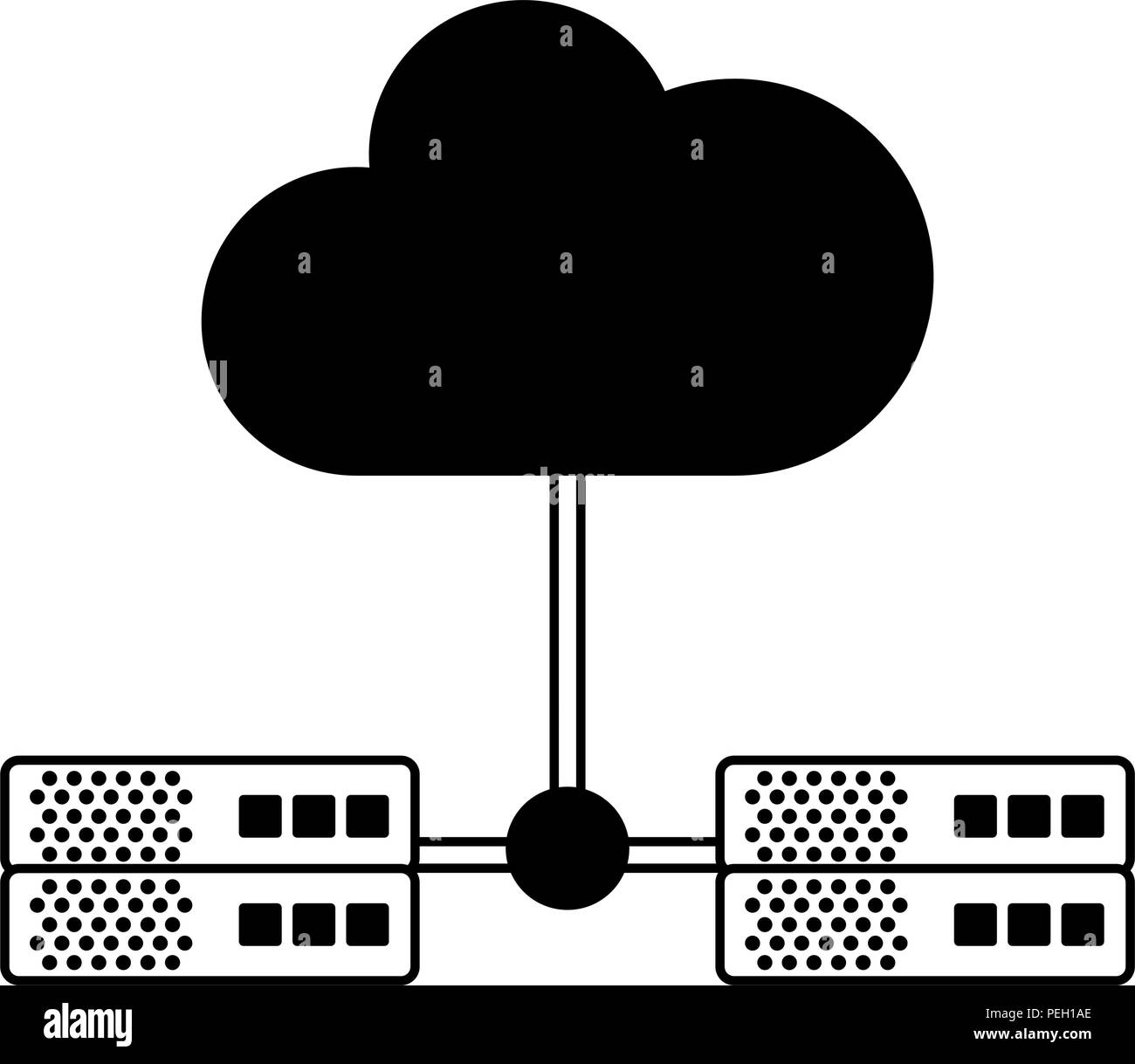 Storages and cloud computing in black and white Stock Vector Image ...