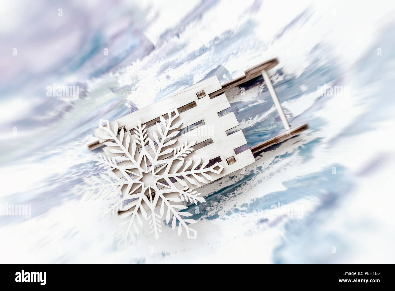 abstract blurred festive christmas background wooden decoration snowflake on little wooden sled - Wooden Sled Decoration Christmas abstract blurred festive christmas background wooden decoration snowflake on little wooden sled - Wooden Sled Decoration Christmas