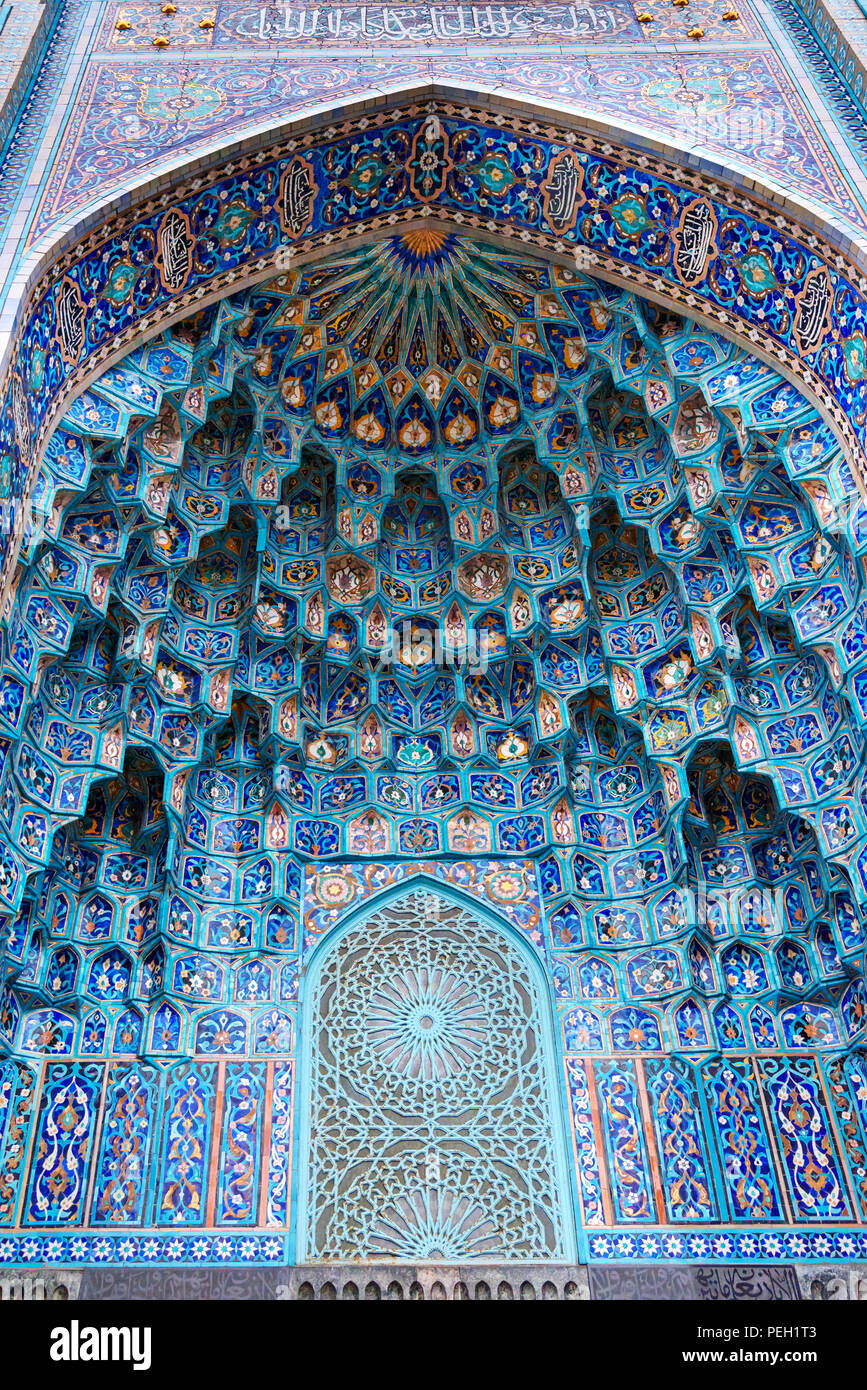 Mosaic decoration of entrance arch to Saint Petersburg Mosque. Russia Stock Photo