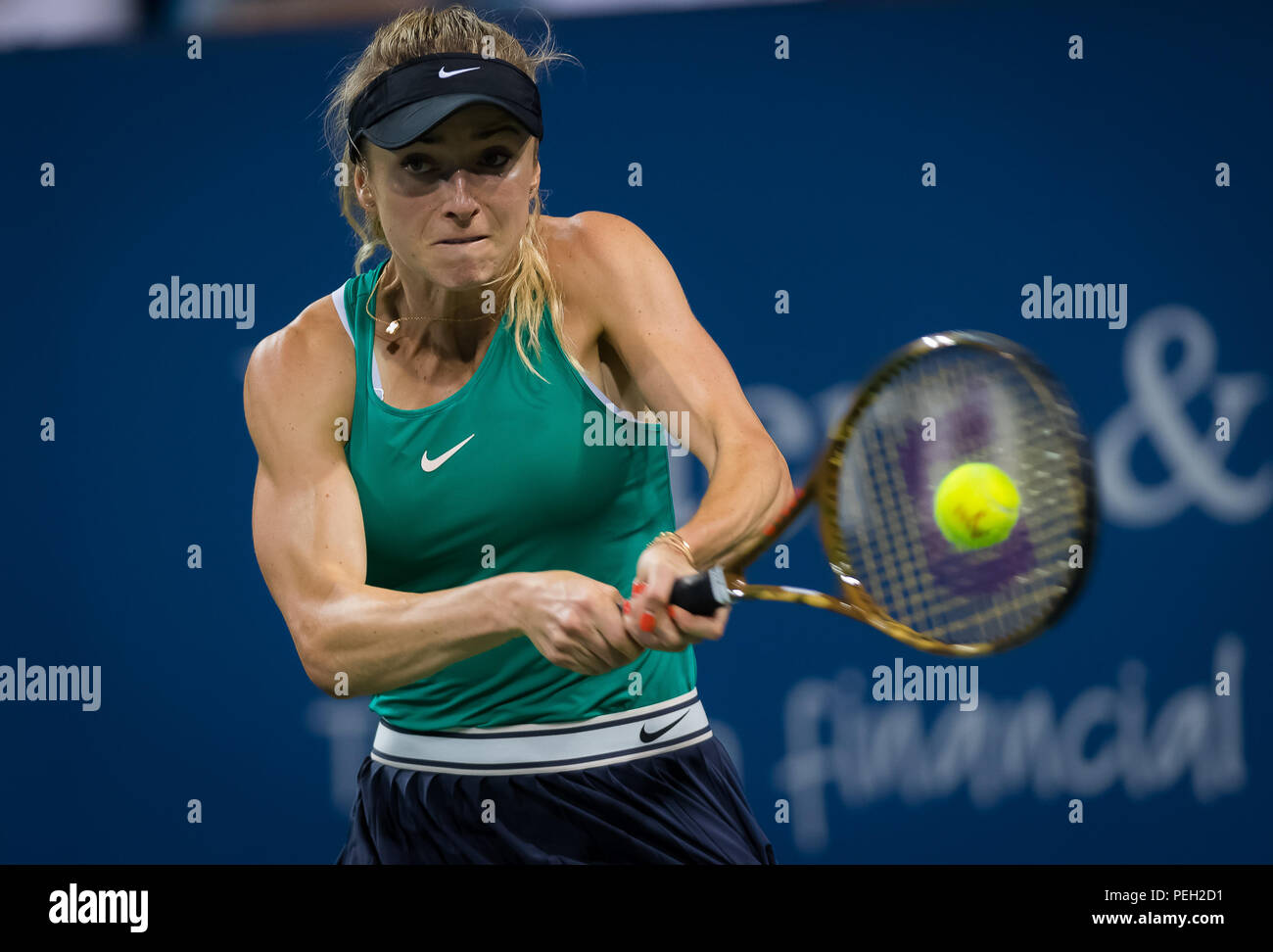 Cincinnati, OH, USA. August 14, 2018 - Elina Svitolina of the Ukraine in  action during her second-round match at the 2018 Western & Southern Open WTA  Premier 5 tennis tournament. Cincinnati, Ohio,