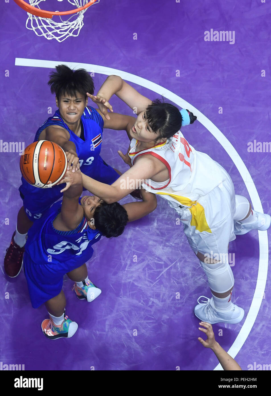 Jakarta. 15th Aug, 2018. Li Yueru (R) of China competes during the women's  basketball 5x5 Group B match between China and Thailand at the Asian Games  2018 in Jakarta, Indonesia on Aug.
