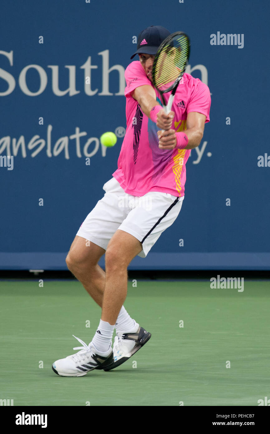 Cincinnati, OH, USA. 15th Aug, 2018. Western and Southern Open Tennis, Cincinnati, OH - Cincinnati, Ohio, USA. 15th Aug, 2018. Grigor Dimitrov in action against Mischa Zverev in the Western and Southern Tennis tournament held in Cincinnati. - Photo by Wally Nell/ZUMA Press Credit: Wally Nell/ZUMA Wire/Alamy Live News Stock Photo
