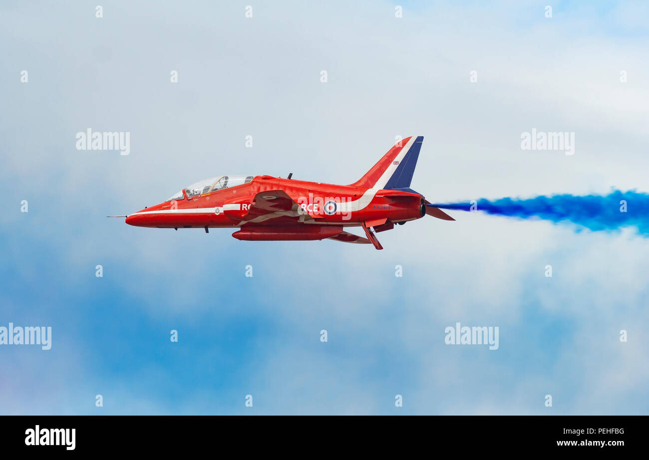 Royal Air Force Red Arrows aerobatic display team performing at Blackpool Air Show Stock Photo