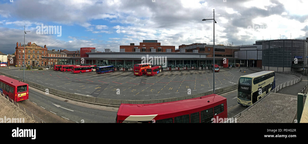 Warrington Interchange / Warrington Bus Station, 7 Winwick St, Cheshire, North West England, UK, WA1 Stock Photo