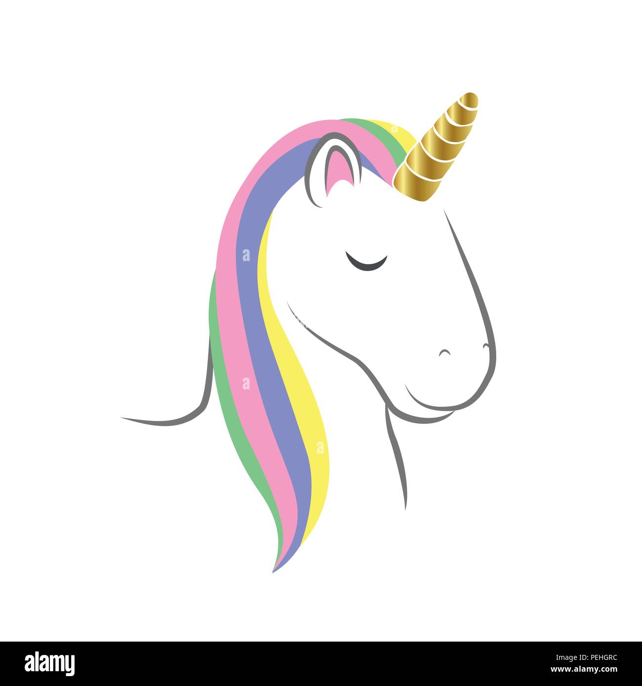 Beautiful unicorn head rainbow colors vector illustration EPS10 Stock Vector