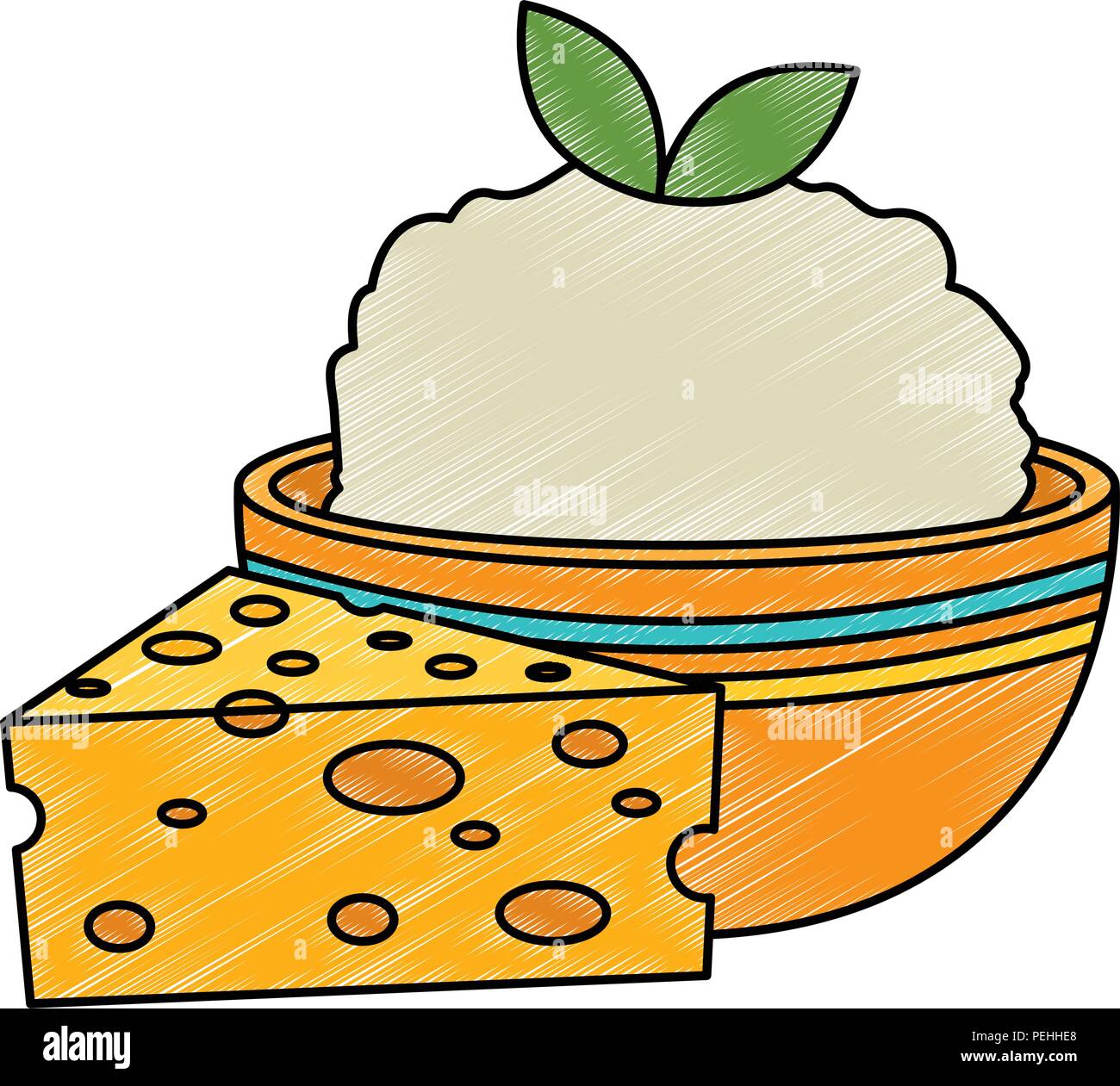 kitchen bowl with mashed potatoes and cheese Stock Vector