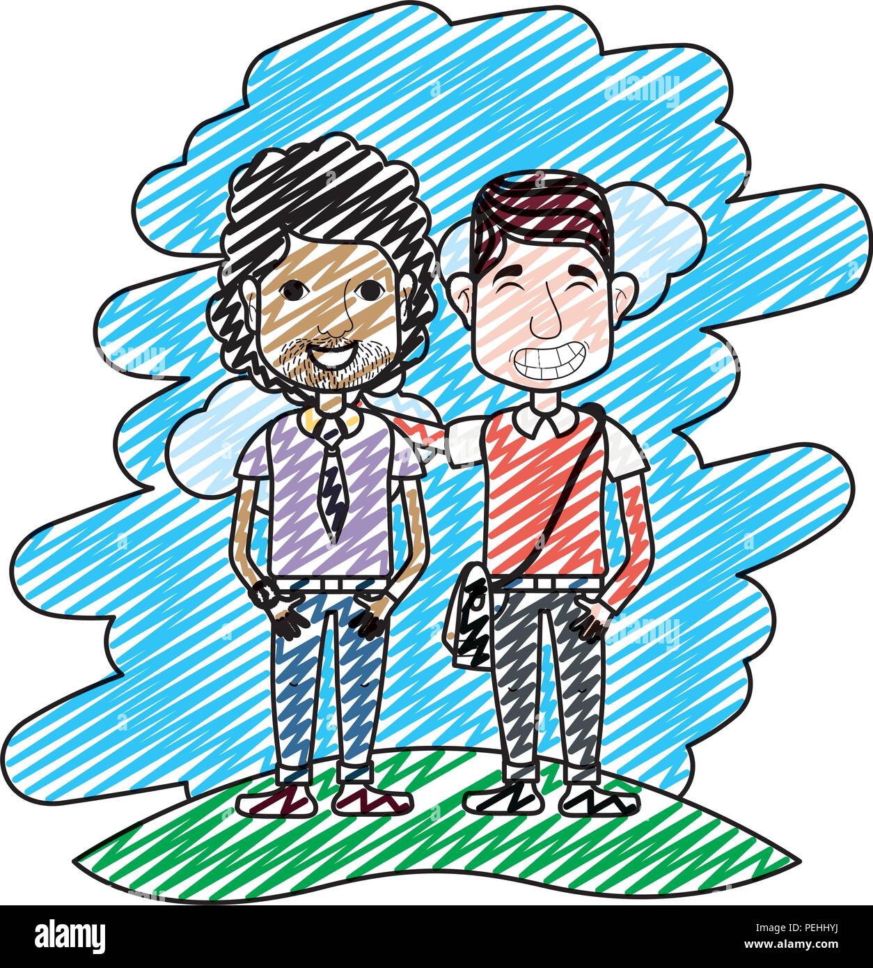 doodle happy men friends with casual clothes Stock Vector Image & Art ...