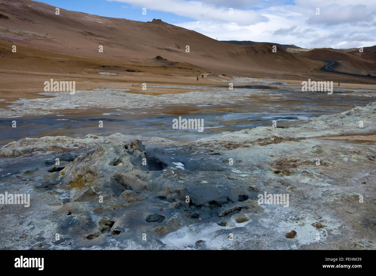 Blackened earth and empty steam holes at Hverarond or Namaskard, a ...