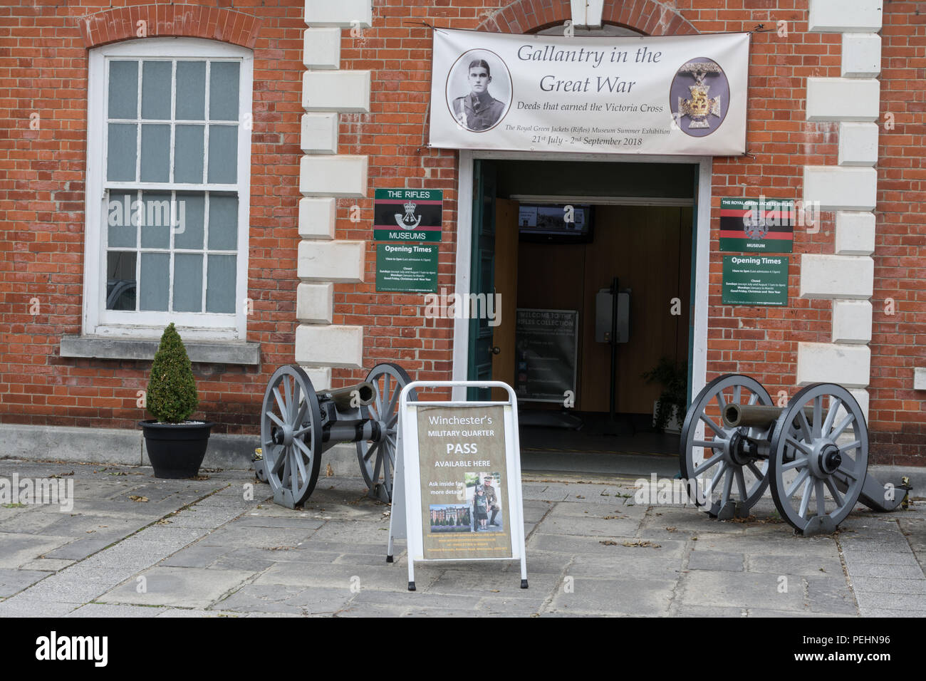 Exterior of the Rifles (Royal Green Jackets) military museum in Peninsula Barracks, Winchester, Hampshire, UK Stock Photo