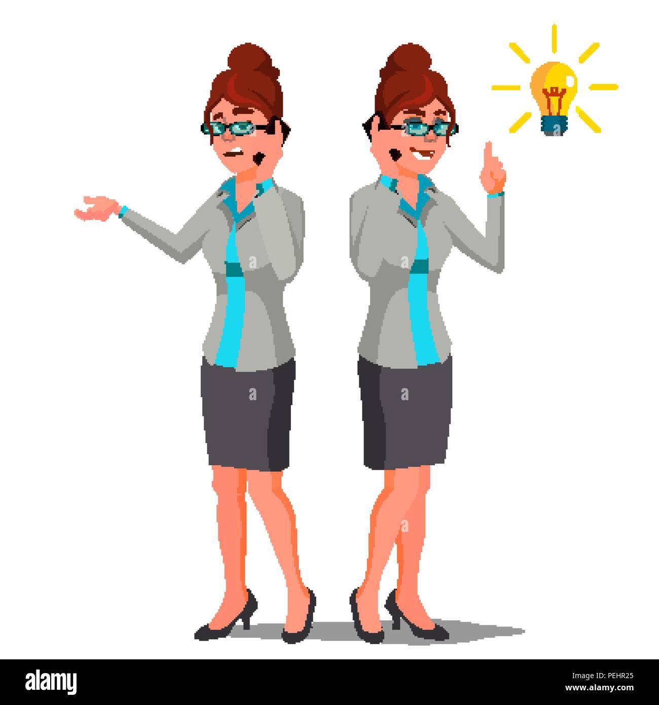 Solution Concept Vector. Business Woman. Conceptual Problem. Secret Discovery. Successful Launch Of Startup. Confusing Business, Solving. Searching For New Way. Flat Cartoon Illustration Stock Vector
