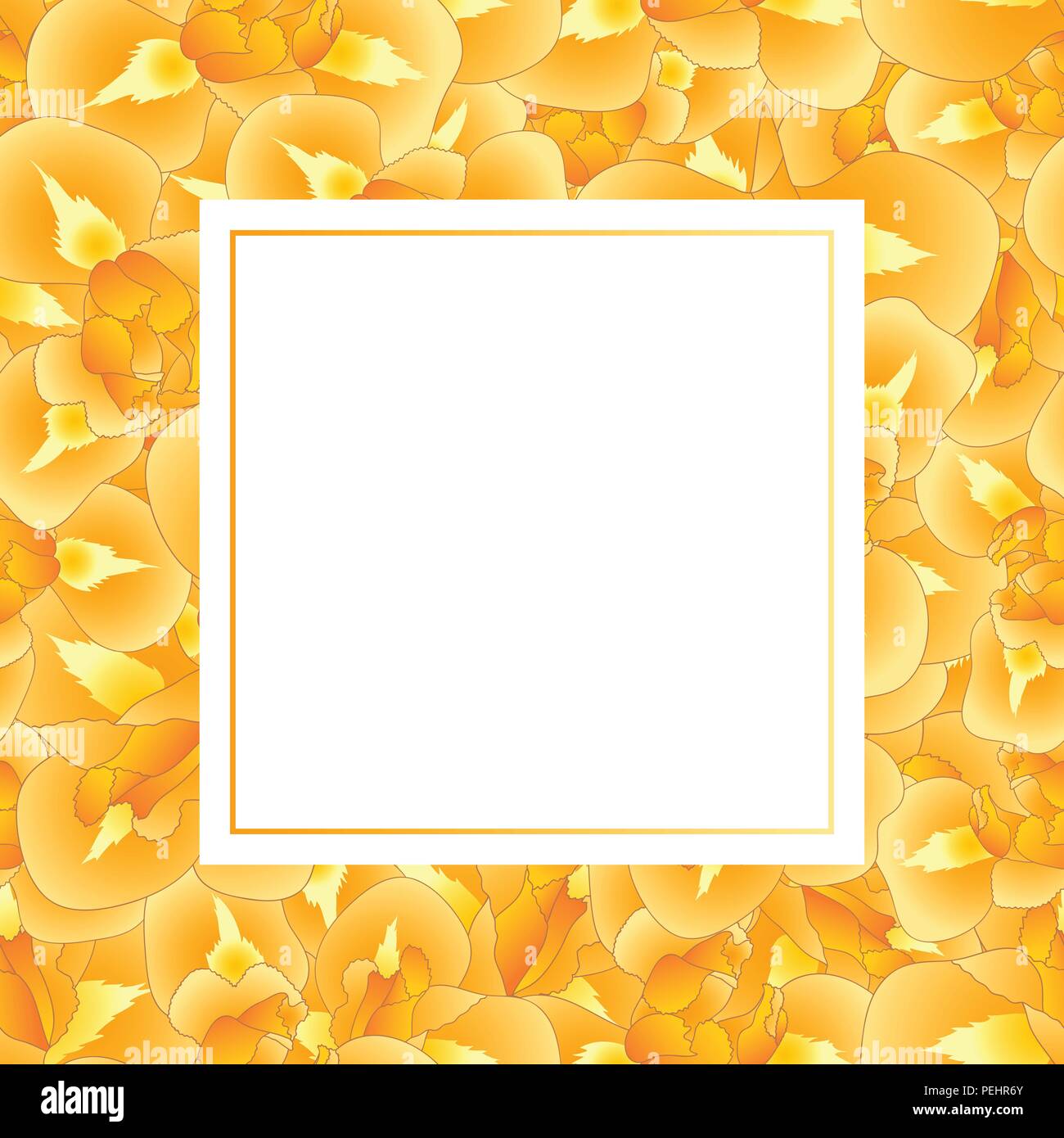 Orange Iris Flower Banner Card. Vector Illustration. Stock Vector