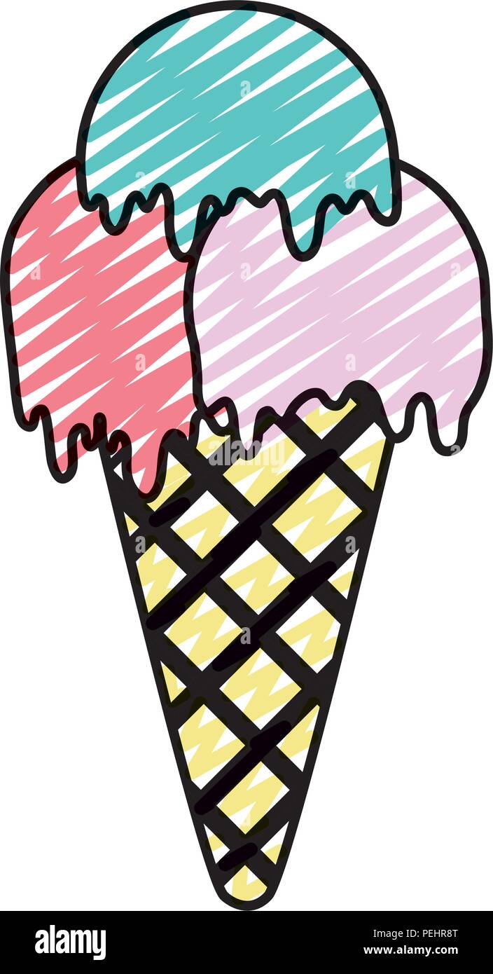 doodle sweet ice cream with three balls Stock Vector Image & Art - Alamy