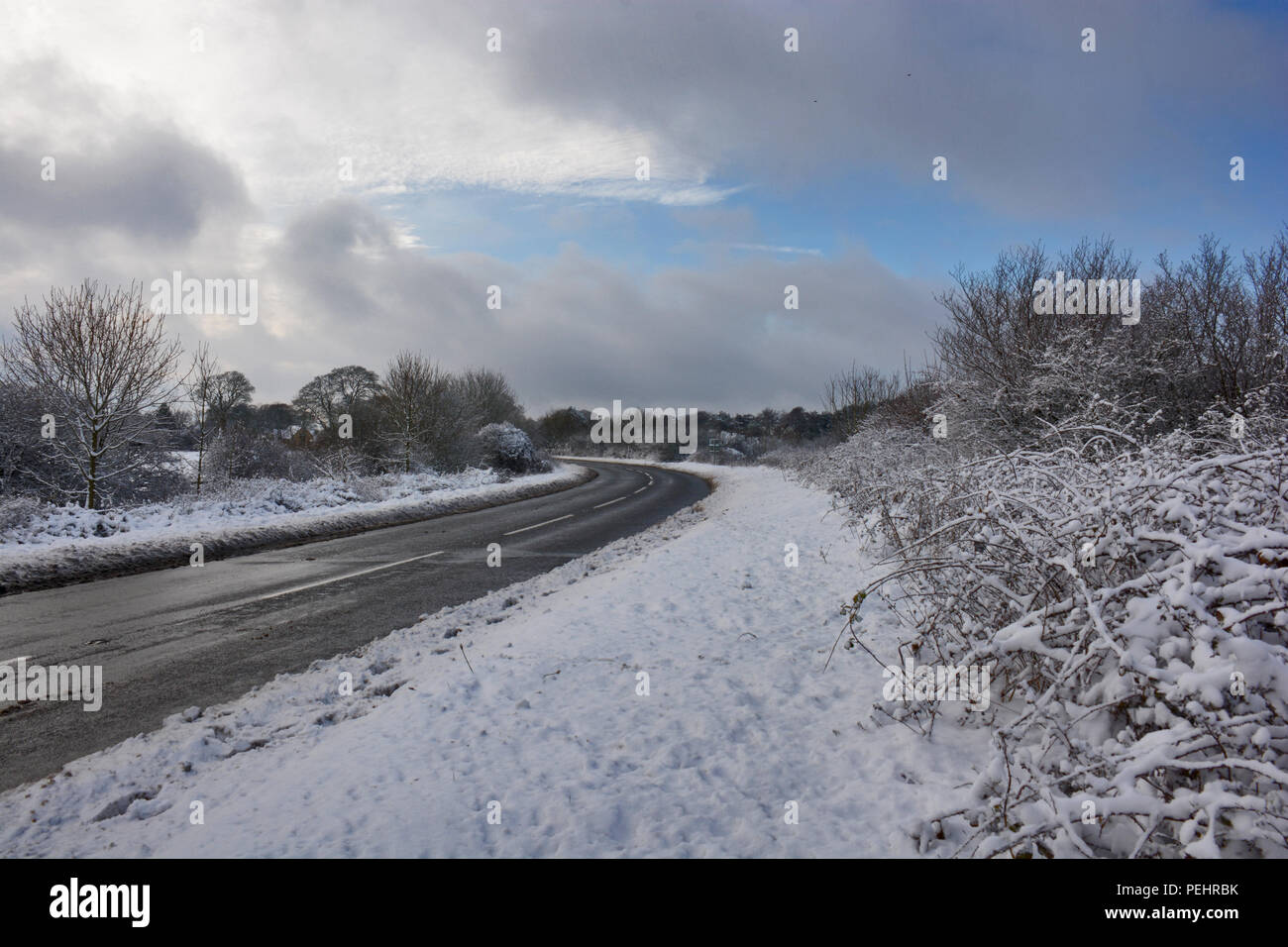 Snow on the road Stock Photo