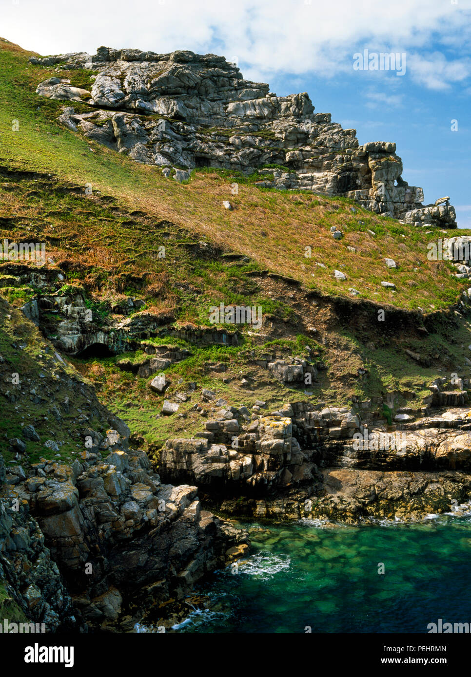 View NNW across Frenchman's Landing cove, Lundy Island, Devon, UK