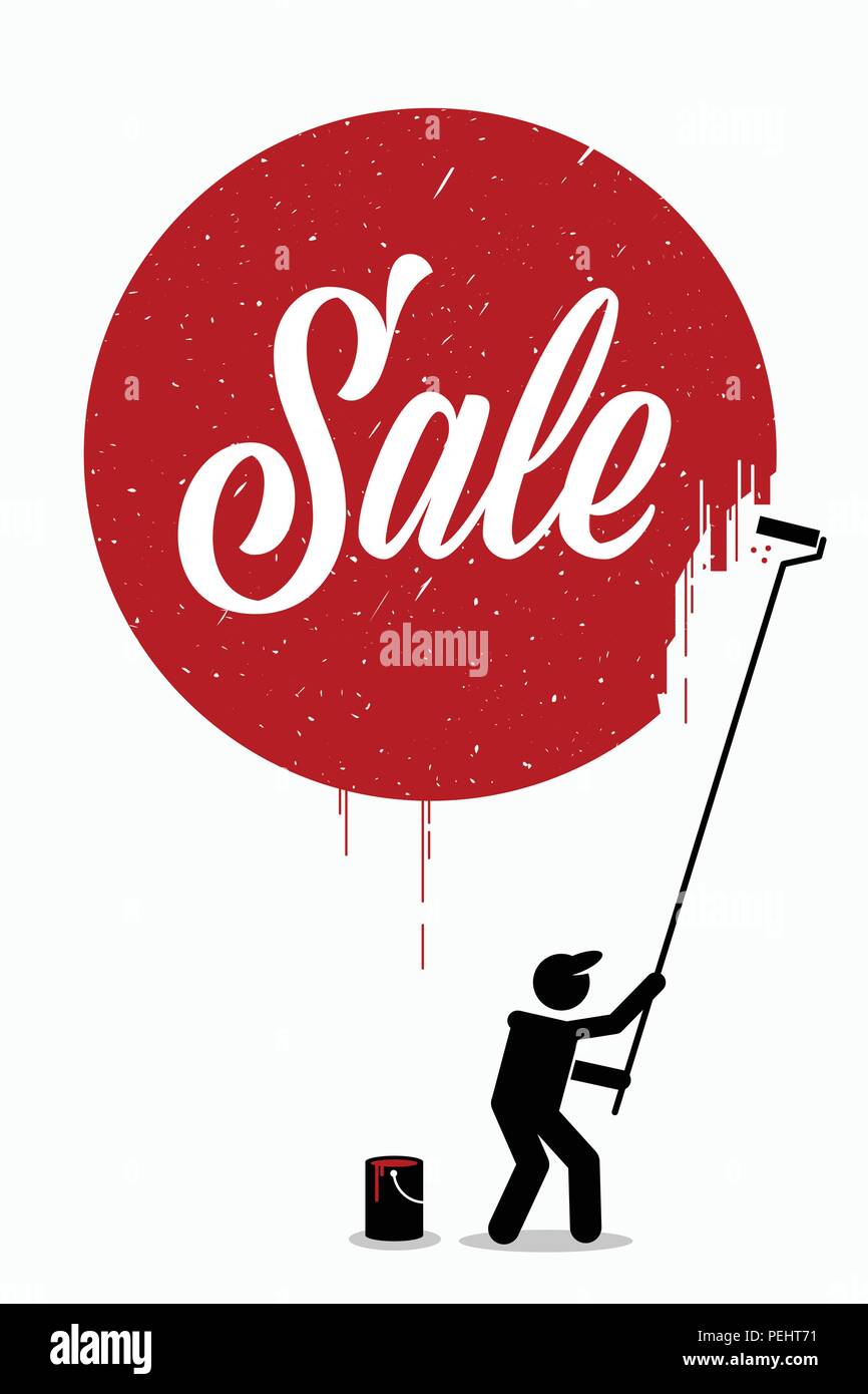 Vector artwork depicts retail sales, discount, offers, promotions, and