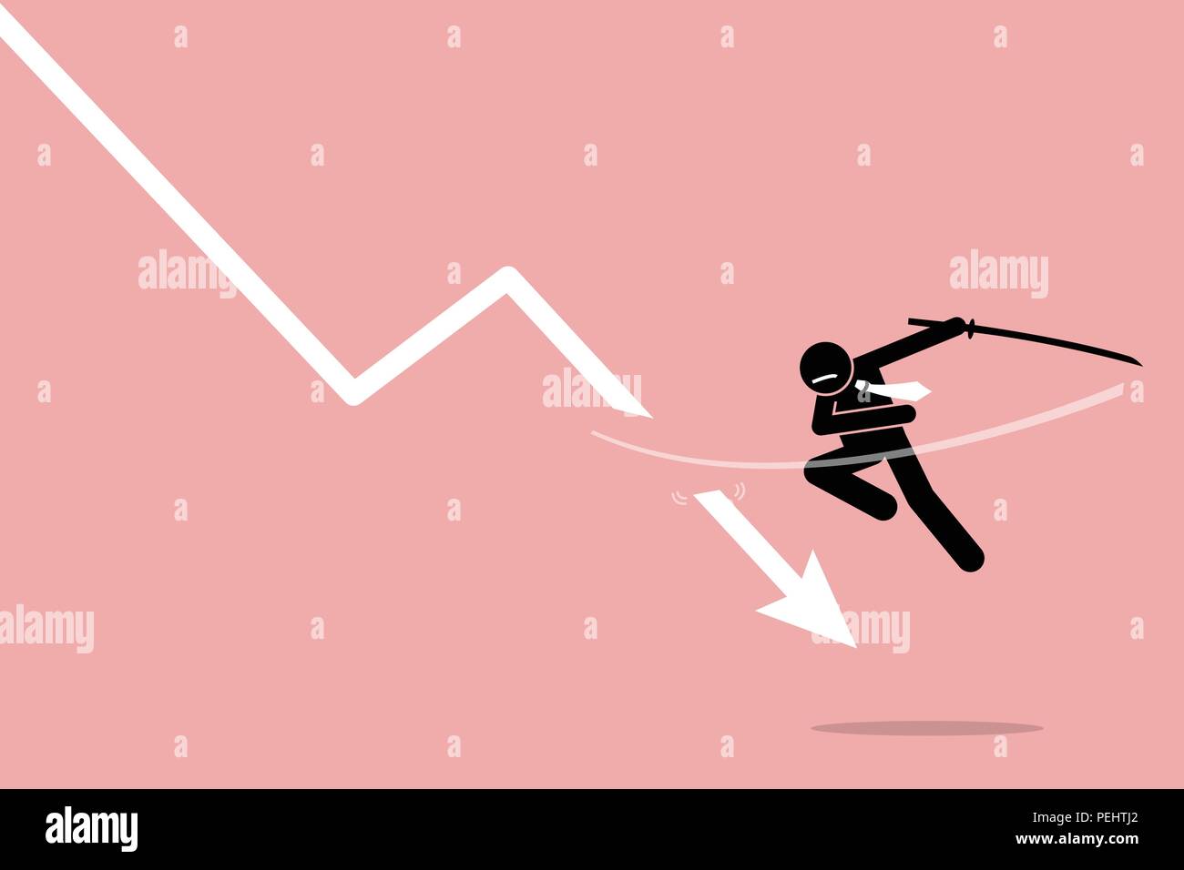 Vector artwork depicts stock market strategy by stopping losses Stock
