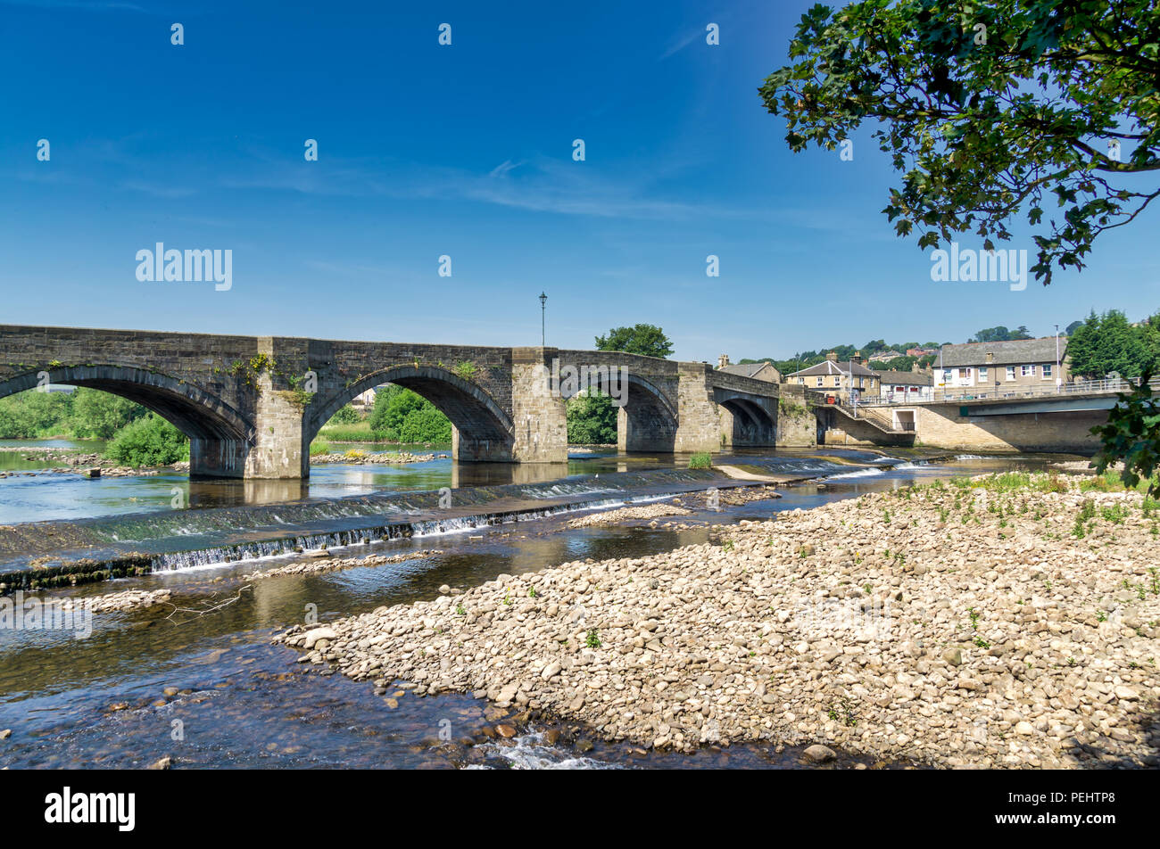 a view of Old Haydon bridge, a picturesque structure in Northumberland, England. Stock Photo
