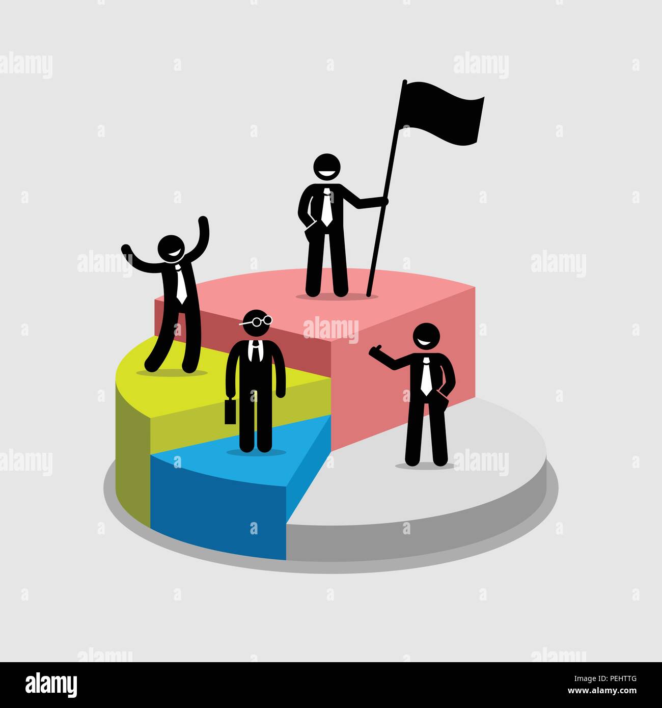 Vector artwork diagram depicts profit sharing, successful partnerships