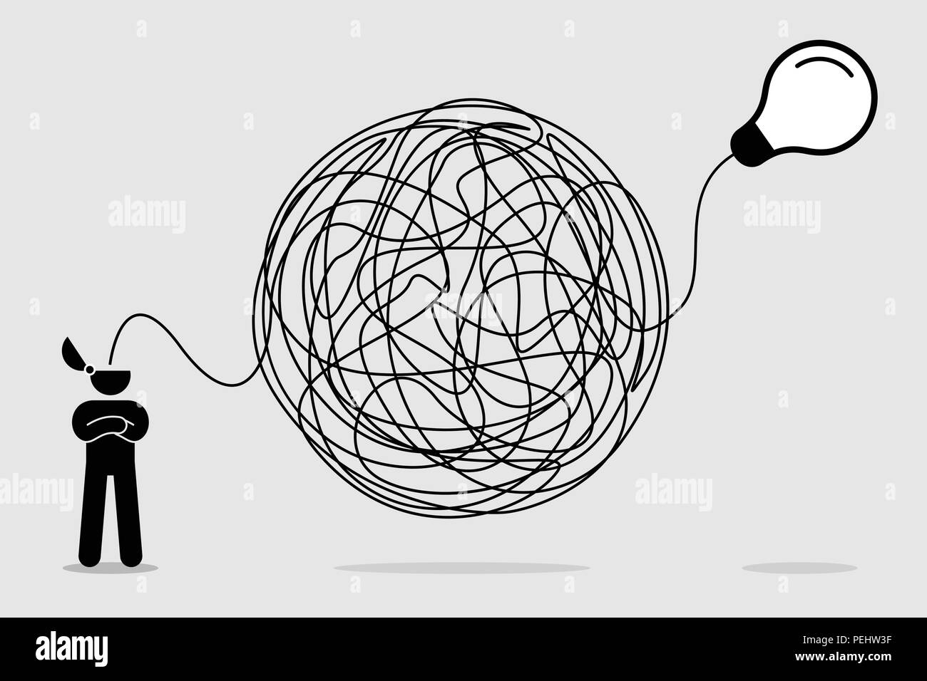 Vector artwork depicts haywire, chaos, intellect, mind, and brainwork. Stock Vector