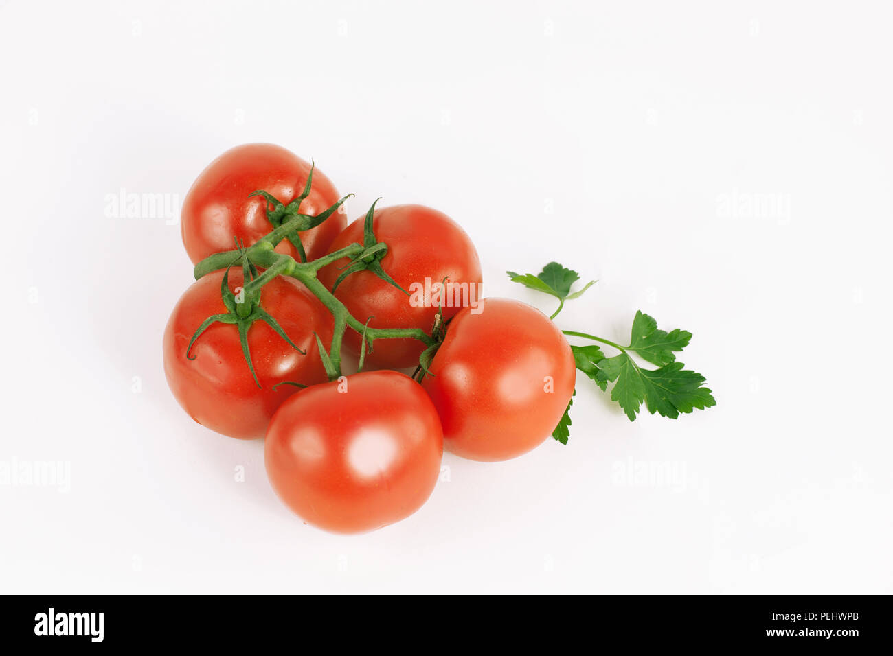 tomatoes on a branch .isolated white background Stock Photo - Alamy