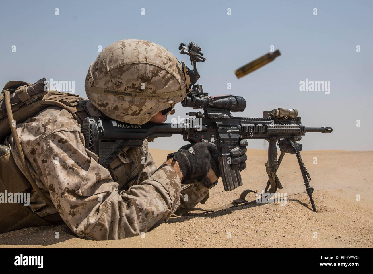A U.S. Marine automatic rifleman from Kilo Company, 3rd Battalion, 1st ...