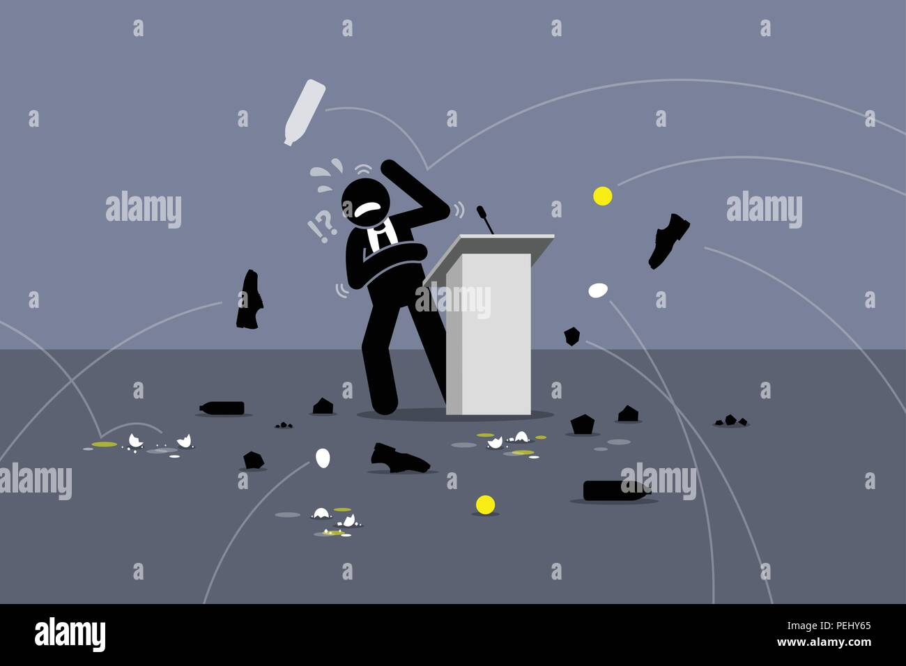 People throwing objects and things at the speaker on the stage. Vector  artwork depicts angry people, protesters, poor stage performance, and bad  polit Stock Vector Image & Art - Alamy