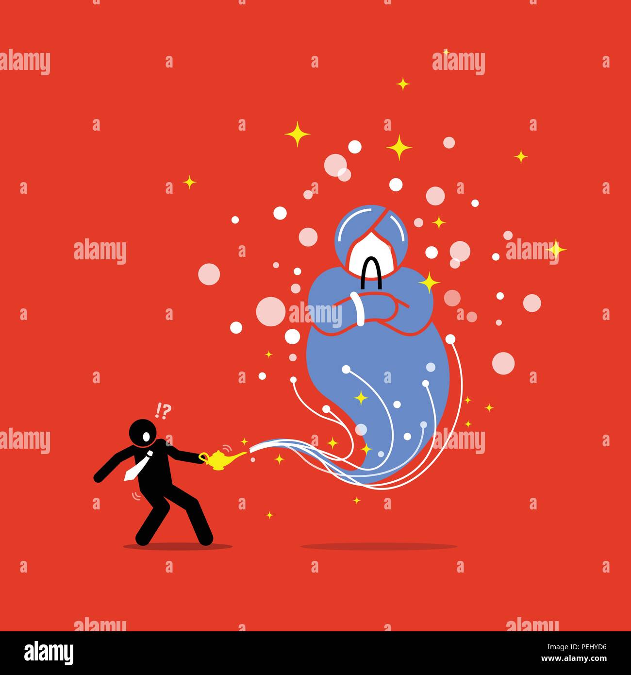 Vector artwork illustration depicts the concept of wish, grant, reward, hope, and luck. Stock Vector