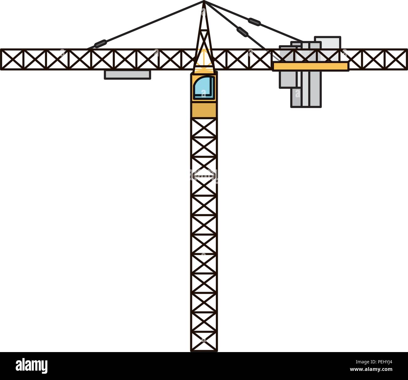 tower crane icon over white background, vector illustration Stock ...