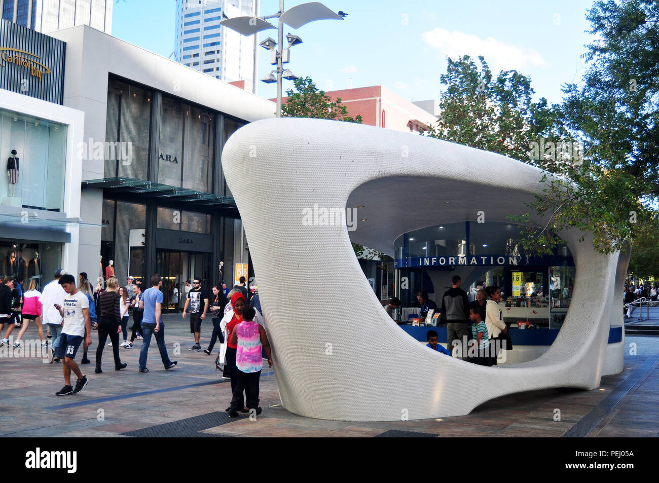 Australian people and foreigner travelers visited travel and shopping at Myer City Store at Perth's Forrest Chase on May 14, 2016 in Perth, Australia Stock Photo