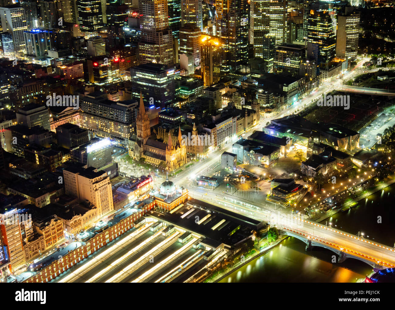Melbourne Night View Stock Photo