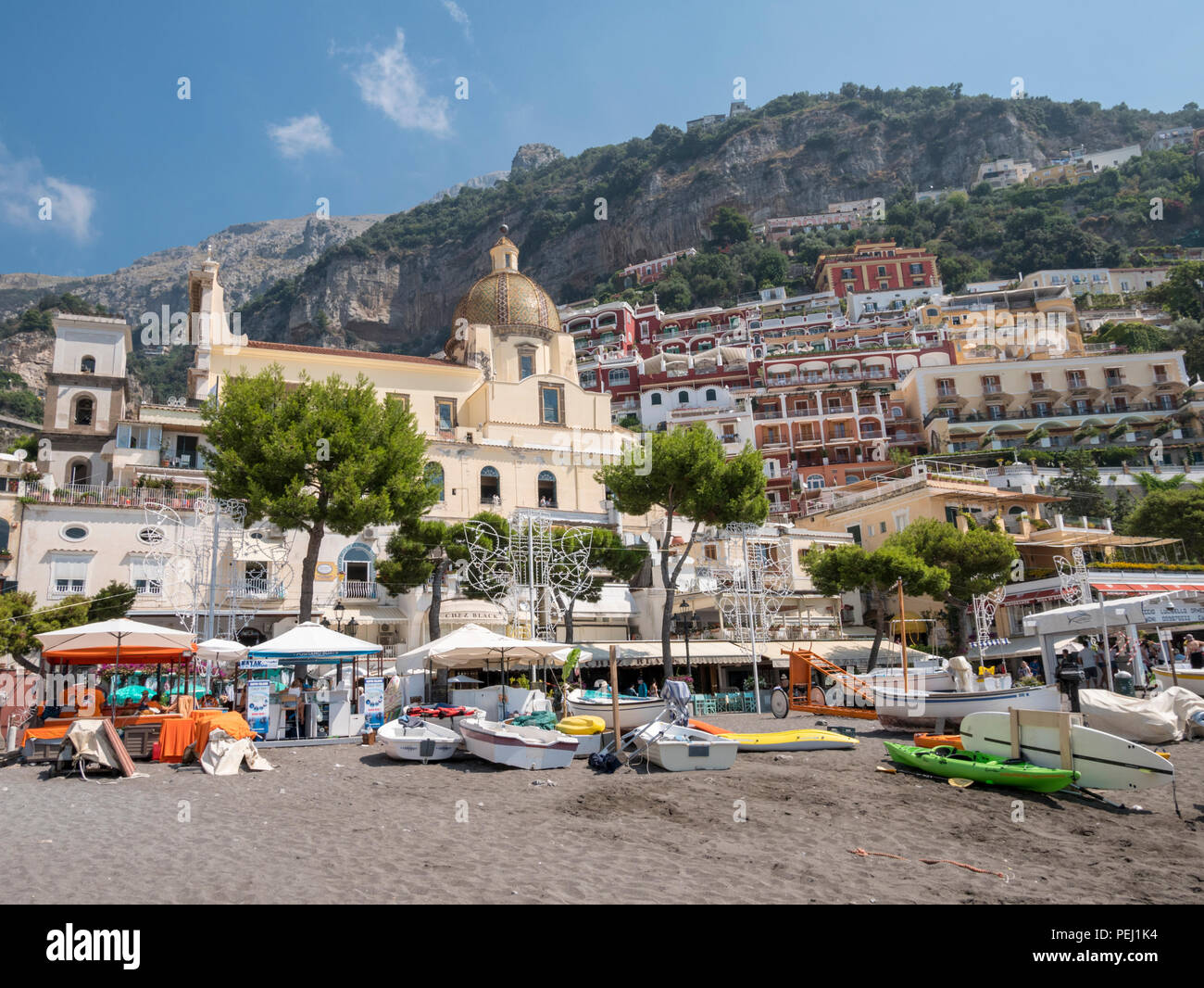 View of Positano Italy from the beach Stock Photo