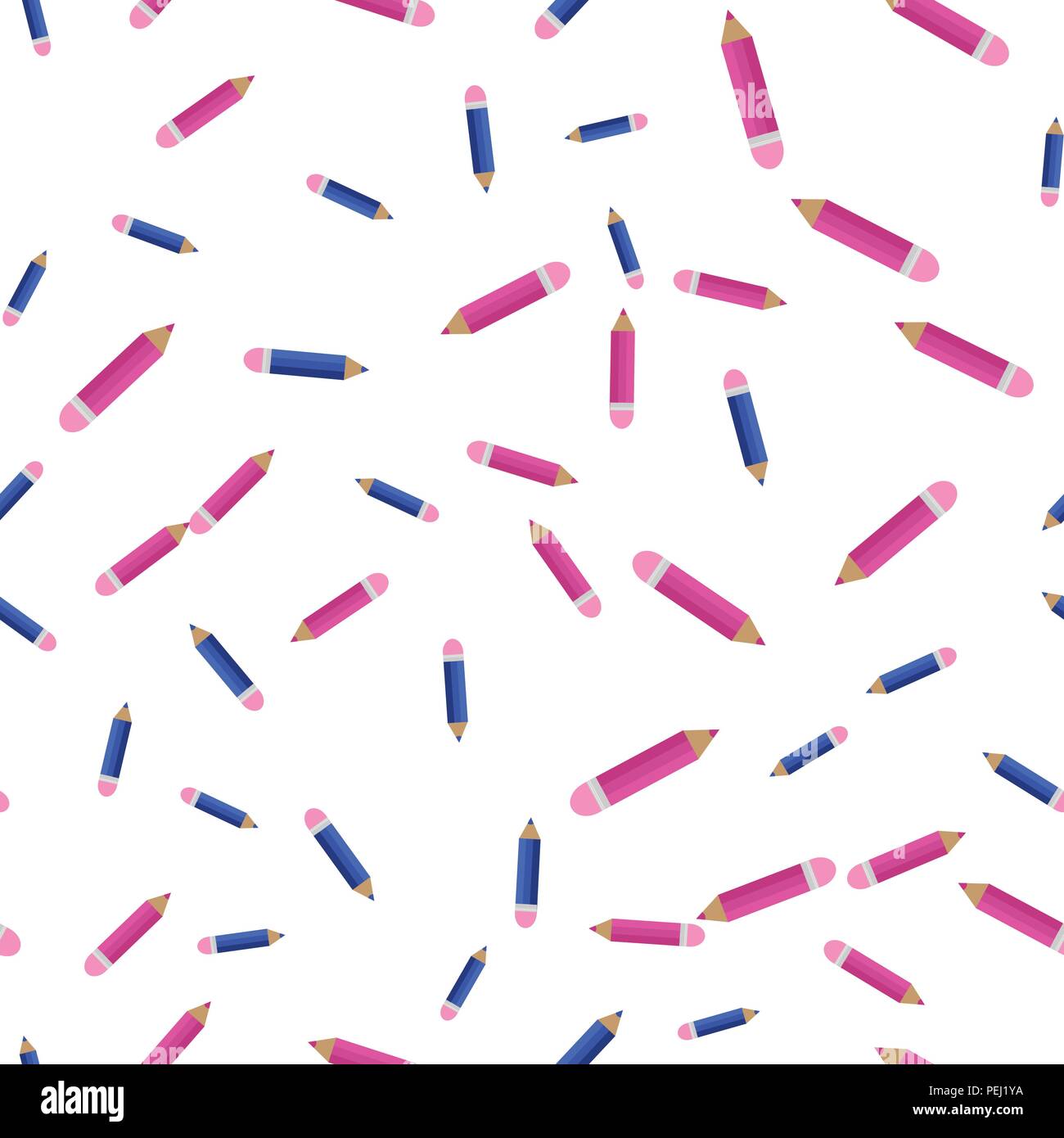 Vector illustration. Seamless pattern of colored pencils randomly Stock Vector