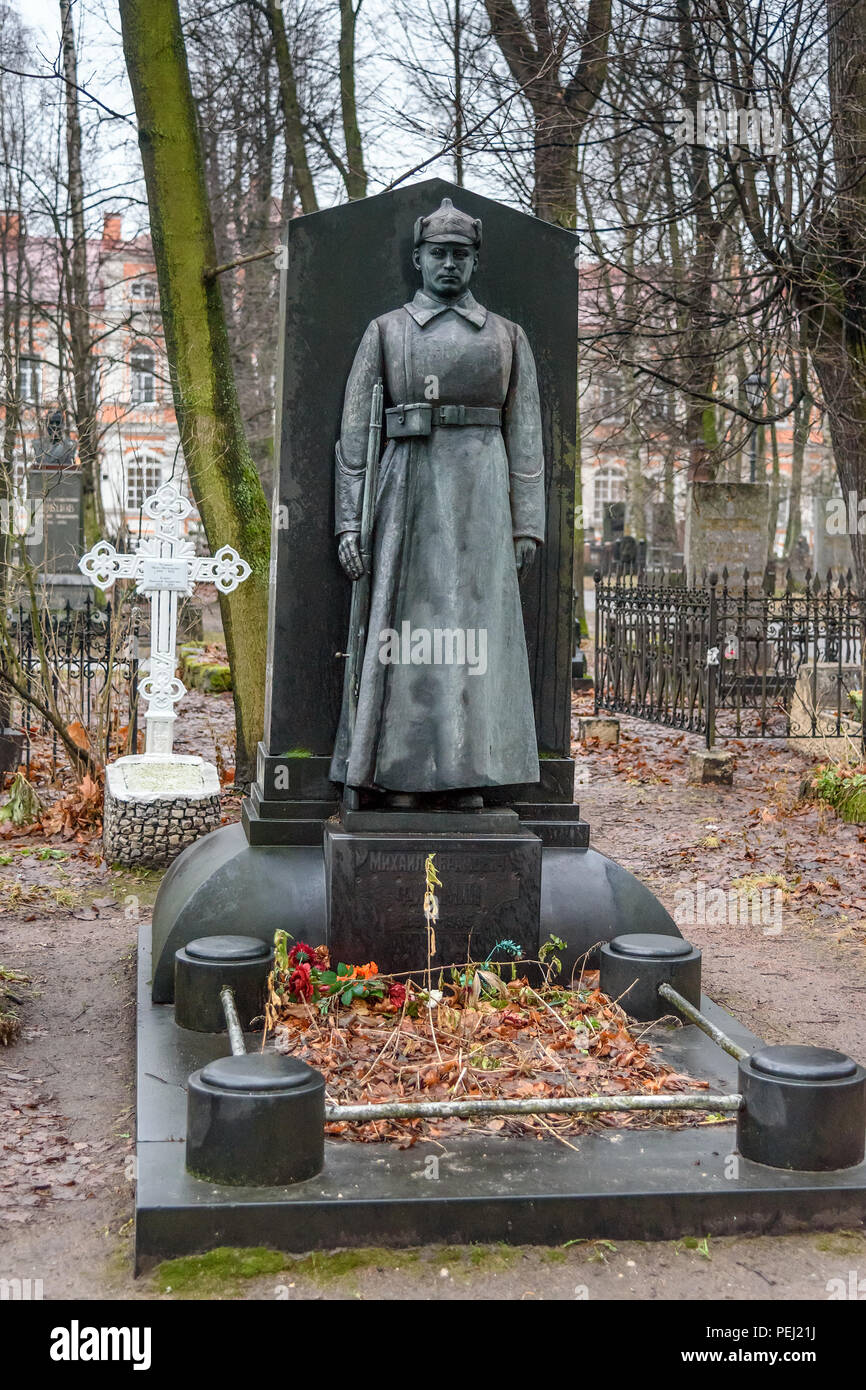 Saint Petersburg, Russia - January 4, 2018: Kazachie cemetery. Cossacks Cemetery of Alexander Nevsky Lavra Stock Photo