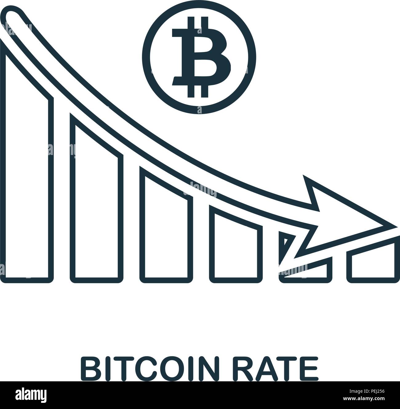 Bitcoin Rate Decrease Graphic icon. Mobile app, printing, web site icon. Simple element sing. Monochrome Bitcoin Rate Decrease Graphic icon illustrati Stock Vector