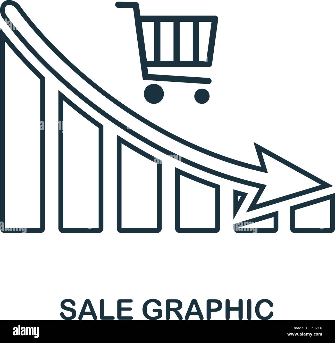 Sale Decrease Graphic icon. Mobile app, printing, web site icon. Simple element sing. Monochrome Sale Decrease Graphic icon illustration Stock Vector