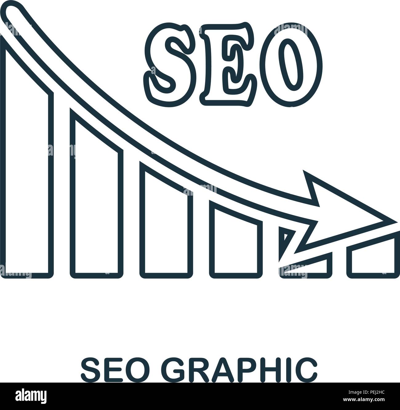 Seo Decrease Graphic icon. Mobile app, printing, web site icon. Simple element sing. Monochrome Seo Decrease Graphic icon illustration Stock Vector