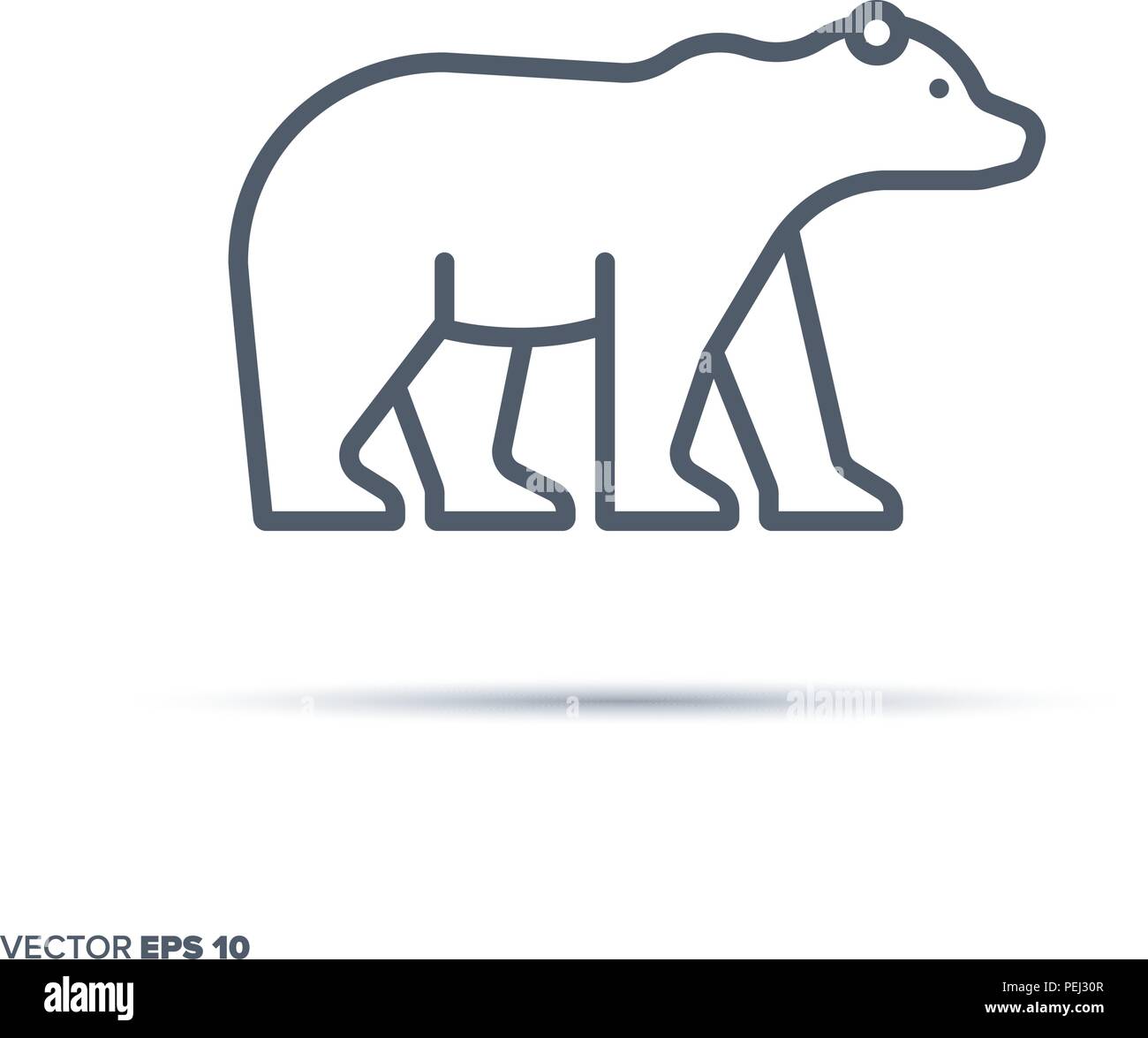 Polar bear vector line icon. Climate change and arctic wildlife symbol. Stock Vector