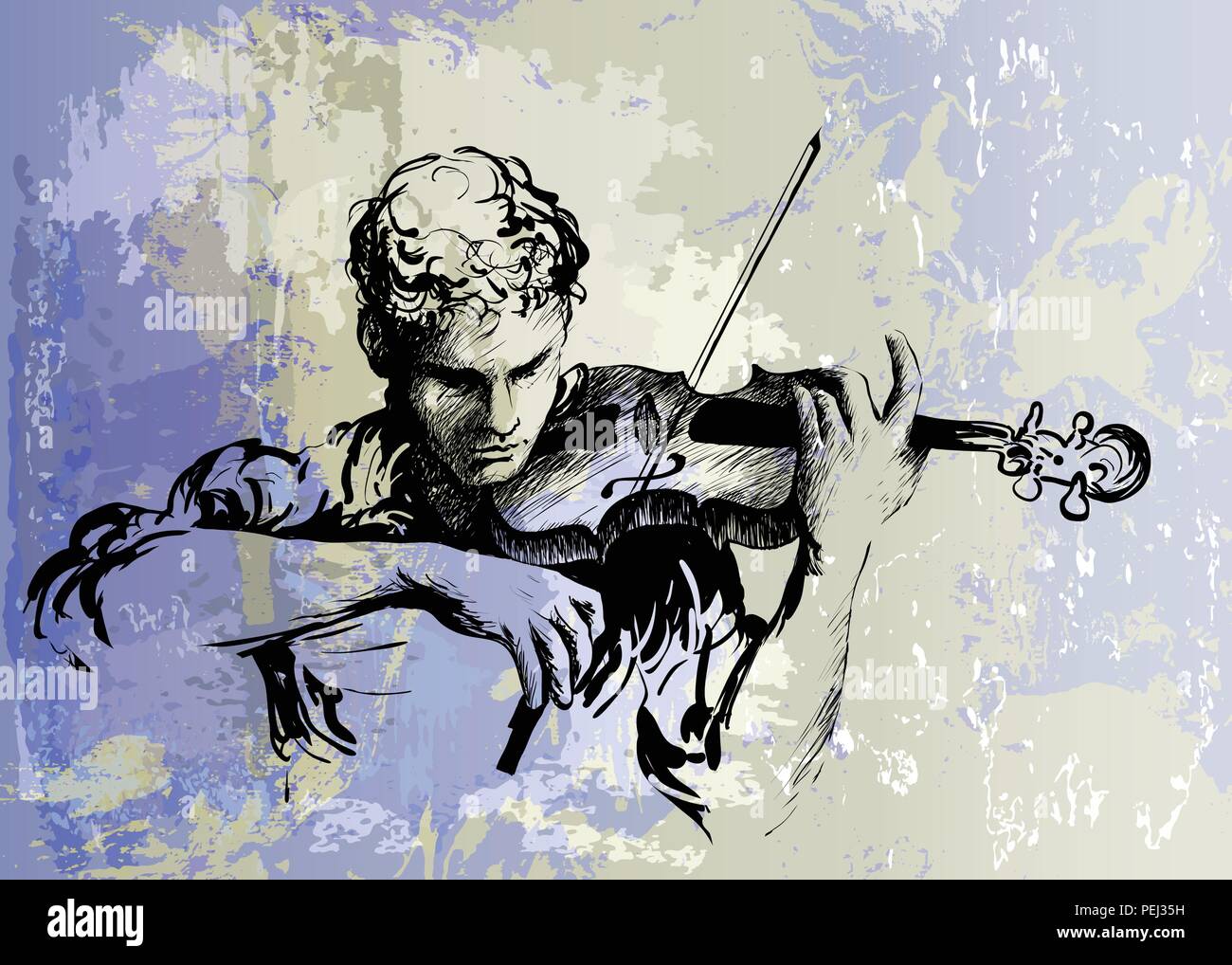 Classical music concert. Violinist playing classical violin Stock Vector